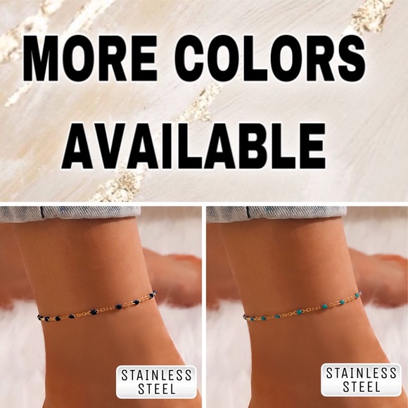 ⚜️[𝟯𝟬%𝗢𝗙𝗙|𝗯𝘂𝗻𝗱𝗹𝗲𝘀 𝟯+]⚜️Black Beads Gold Ankle Bracelet NEW - Picture 6 of 8